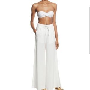Anthropologie Onia Chloe Wide Leg Pant White Side Slit